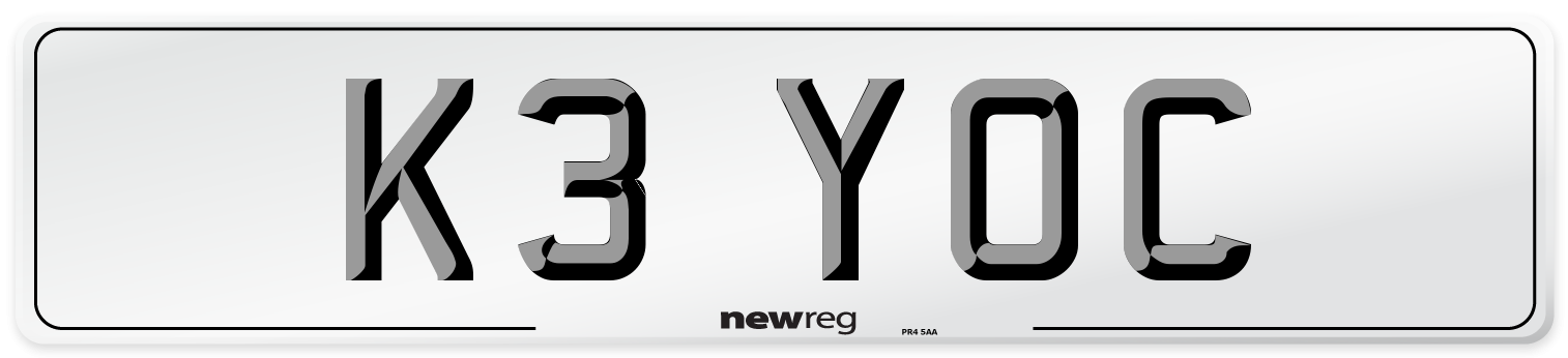 K3 YOC Number Plate from New Reg